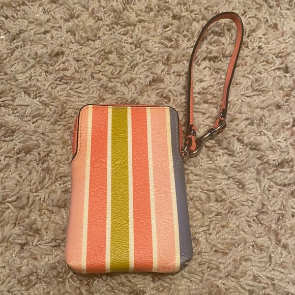 COACH. Card Wristlet. Mostly Pink & White with Silver Hardware. - Picture 2 of 9